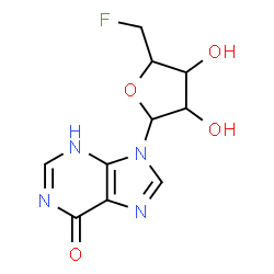 ChemSpider 2D Image | 9-(5-Deoxy-5-fluoropentofuranosyl)-3,9-dihydro-6H-purin-6-one | C10H11FN4O4