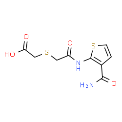 ChemSpider 2D Image | ({2-[(3-Carbamoyl-2-thienyl)amino]-2-oxoethyl}sulfanyl)acetic acid | C9H10N2O4S2