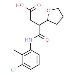 ChemSpider 2D Image | 4-[(3-Chloro-2-methylphenyl)amino]-4-oxo-3-(tetrahydro-2-furanyl)butanoic acid | C15H18ClNO4