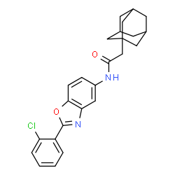 ChemSpider 2D Image | 2-(Adamantan-1-yl)-N-[2-(2-chlorophenyl)-1,3-benzoxazol-5-yl]acetamide | C25H25ClN2O2