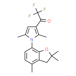 ChemSpider 2D Image | 1-[2,5-Dimethyl-1-(2,2,4-trimethyl-2,3-dihydro-1-benzofuran-7-yl)-1H-pyrrol-3-yl]-2,2,2-trifluoroethanone | C19H20F3NO2