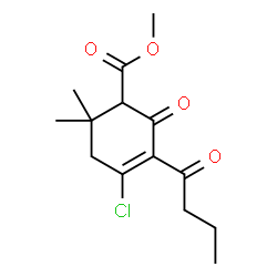 ChemSpider 2D Image | Methyl 3-butyryl-4-chloro-6,6-dimethyl-2-oxo-3-cyclohexene-1-carboxylate | C14H19ClO4