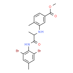 ChemSpider 2D Image | Methyl 3-({1-[(2,6-dibromo-4-methylphenyl)amino]-1-oxo-2-propanyl}amino)-4-methylbenzoate | C19H20Br2N2O3