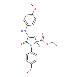 ChemSpider 2D Image | Ethyl 1-(4-methoxyphenyl)-4-[(4-methoxyphenyl)amino]-2-methyl-5-oxo-2,5-dihydro-1H-pyrrole-2-carboxylate | C22H24N2O5