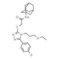 ChemSpider 2D Image | N-(Adamantan-1-yl)-2-{[5-(4-chlorophenyl)-4-(3-ethoxypropyl)-4H-1,2,4-triazol-3-yl]sulfanyl}acetamide | C25H33ClN4O2S