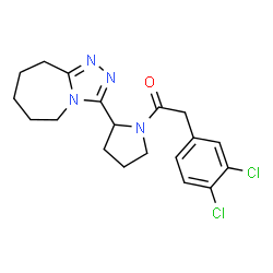 ChemSpider 2D Image | 2-(3,4-Dichlorophenyl)-1-[2-(6,7,8,9-tetrahydro-5H-[1,2,4]triazolo[4,3-a]azepin-3-yl)-1-pyrrolidinyl]ethanone | C19H22Cl2N4O