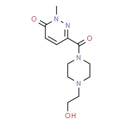 ChemSpider 2D Image | 6-{[4-(2-Hydroxyethyl)-1-piperazinyl]carbonyl}-2-methyl-3(2H)-pyridazinone | C12H18N4O3