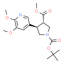 ChemSpider 2D Image | 3-Methyl 1-(2-methyl-2-propanyl) (3S,4R)-4-(5,6-dimethoxy-3-pyridinyl)-1,3-pyrrolidinedicarboxylate | C18H26N2O6