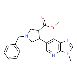 ChemSpider 2D Image | Methyl 1-benzyl-4-(3-methyl-3H-imidazo[4,5-b]pyridin-6-yl)-3-pyrrolidinecarboxylate | C20H22N4O2