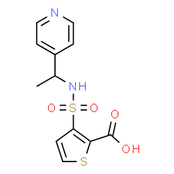 ChemSpider 2D Image | 3-{[1-(4-Pyridinyl)ethyl]sulfamoyl}-2-thiophenecarboxylic acid | C12H12N2O4S2
