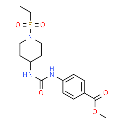 ChemSpider 2D Image | Methyl 4-({[1-(ethylsulfonyl)-4-piperidinyl]carbamoyl}amino)benzoate | C16H23N3O5S