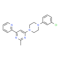 ChemSpider 2D Image | 4-[4-(3-Chlorophenyl)-1-piperazinyl]-2-methyl-6-(2-pyridinyl)pyrimidine | C20H20ClN5