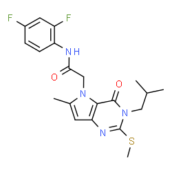 ChemSpider 2D Image | N-(2,4-Difluorophenyl)-2-[3-isobutyl-6-methyl-2-(methylsulfanyl)-4-oxo-3,4-dihydro-5H-pyrrolo[3,2-d]pyrimidin-5-yl]acetamide | C20H22F2N4O2S