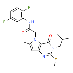 ChemSpider 2D Image | N-(2,5-Difluorophenyl)-2-[3-isobutyl-6-methyl-2-(methylsulfanyl)-4-oxo-3,4-dihydro-5H-pyrrolo[3,2-d]pyrimidin-5-yl]acetamide | C20H22F2N4O2S