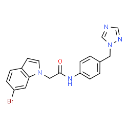 ChemSpider 2D Image | 2-(6-Bromo-1H-indol-1-yl)-N-[4-(1H-1,2,4-triazol-1-ylmethyl)phenyl]acetamide | C19H16BrN5O