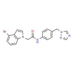 ChemSpider 2D Image | 2-(4-Bromo-1H-indol-1-yl)-N-[4-(1H-1,2,4-triazol-1-ylmethyl)phenyl]acetamide | C19H16BrN5O