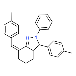 ChemSpider 2D Image | (7Z)-7-(4-Methylbenzylidene)-3-(4-methylphenyl)-2-phenyl-3,3a,4,5,6,7-hexahydro-2H-indazole | C28H28N2