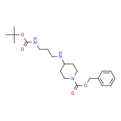 ChemSpider 2D Image | Benzyl 4-{[3-({[(2-methyl-2-propanyl)oxy]carbonyl}amino)propyl]amino}-1-piperidinecarboxylate | C21H33N3O4