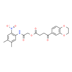 ChemSpider 2D Image | 2-[(4,5-Dimethyl-2-nitrophenyl)amino]-2-oxoethyl 4-(2,3-dihydro-1,4-benzodioxin-6-yl)-4-oxobutanoate | C22H22N2O8