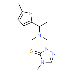 ChemSpider 2D Image | 4-Methyl-2-({methyl[1-(5-methyl-2-thienyl)ethyl]amino}methyl)-2,4-dihydro-3H-1,2,4-triazole-3-thione | C12H18N4S2
