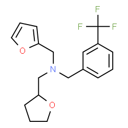 ChemSpider 2D Image | 1-(2-Furyl)-N-(tetrahydro-2-furanylmethyl)-N-[3-(trifluoromethyl)benzyl]methanamine | C18H20F3NO2