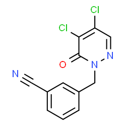ChemSpider 2D Image | 3-((4,5-dichloro-6-oxopyridazin-1(6H)-yl)methyl)benzonitrile | C12H7Cl2N3O