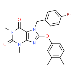 ChemSpider 2D Image | 7-(4-Bromobenzyl)-8-(3,4-dimethylphenoxy)-1,3-dimethyl-3,7-dihydro-1H-purine-2,6-dione | C22H21BrN4O3