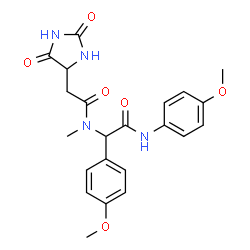ChemSpider 2D Image | 2-(2,5-Dioxo-4-imidazolidinyl)-N-{1-(4-methoxyphenyl)-2-[(4-methoxyphenyl)amino]-2-oxoethyl}-N-methylacetamide | C22H24N4O6