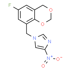 ChemSpider 2D Image | 1-[(6-Fluoro-4H-1,3-benzodioxin-8-yl)methyl]-4-nitro-1H-imidazole | C12H10FN3O4