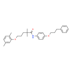 ChemSpider 2D Image | 5-(2,5-Dimethylphenoxy)-2,2-dimethyl-N-[4-(3-phenylpropoxy)phenyl]pentanamide | C30H37NO3