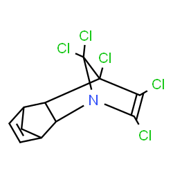 ChemSpider 2D Image | 8,9,10,11,11-Pentachloro-1-azatetracyclo[6.2.1.1~3,6~.0~2,7~]dodeca-4,9-diene | C11H8Cl5N