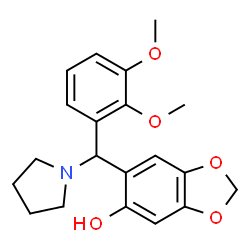 ChemSpider 2D Image | 6-[(2,3-Dimethoxyphenyl)(1-pyrrolidinyl)methyl]-1,3-benzodioxol-5-ol | C20H23NO5