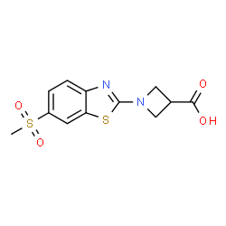 ChemSpider 2D Image | 1-[6-(Methylsulfonyl)-1,3-benzothiazol-2-yl]-3-azetidinecarboxylic acid | C12H12N2O4S2