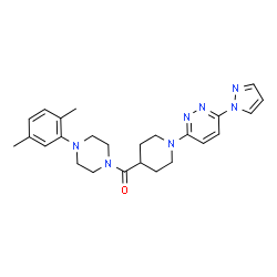 ChemSpider 2D Image | [4-(2,5-Dimethylphenyl)-1-piperazinyl]{1-[6-(1H-pyrazol-1-yl)-3-pyridazinyl]-4-piperidinyl}methanone | C25H31N7O