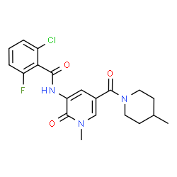 ChemSpider 2D Image | 2-Chloro-6-fluoro-N-{1-methyl-5-[(4-methyl-1-piperidinyl)carbonyl]-2-oxo-1,2-dihydro-3-pyridinyl}benzamide | C20H21ClFN3O3