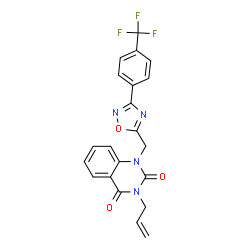 ChemSpider 2D Image | 3-Allyl-1-({3-[4-(trifluoromethyl)phenyl]-1,2,4-oxadiazol-5-yl}methyl)-2,4(1H,3H)-quinazolinedione | C21H15F3N4O3