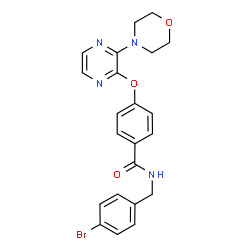 ChemSpider 2D Image | N-(4-Bromobenzyl)-4-{[3-(4-morpholinyl)-2-pyrazinyl]oxy}benzamide | C22H21BrN4O3