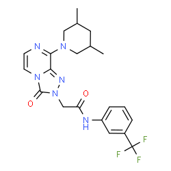 ChemSpider 2D Image | 2-[8-(3,5-Dimethyl-1-piperidinyl)-3-oxo[1,2,4]triazolo[4,3-a]pyrazin-2(3H)-yl]-N-[3-(trifluoromethyl)phenyl]acetamide | C21H23F3N6O2