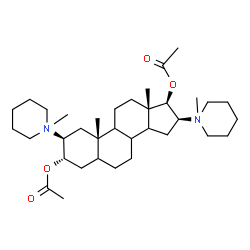 ChemSpider 2D Image | [(2S,3S,10S,13S,16S,17R)-17-acetoxy-10,13-dimethyl-2,16-bis(1-methyl-1$l^{5}-azinan-1-yl)-2,3,4,5,6,7,8,9,11,12,14,15,16,17-tetradecahydro-1H-cyclopenta[a]phenanthren-3-yl] acetate | C35H60N2O4