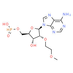 ChemSpider 2D Image | [(2R,3R,4R,5R)-5-(6-aminopurin-9-yl)-3-hydroxy-4-(2-methoxyethoxy)tetrahydrofuran-2-yl]methoxyphosphinic acid | C13H20N5O7P