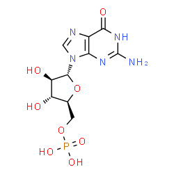 ChemSpider 2D Image | 2-Amino-9-(5-O-phosphono-alpha-L-arabinofuranosyl)-1,9-dihydro-6H-purin-6-one | C10H14N5O8P