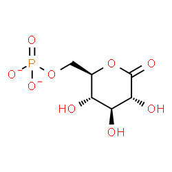 ChemSpider 2D Image | [(2R,3S,4S,5R)-3,4,5-Trihydroxy-6-oxotetrahydro-2H-pyran-2-yl]methyl phosphate | C6H9O9P