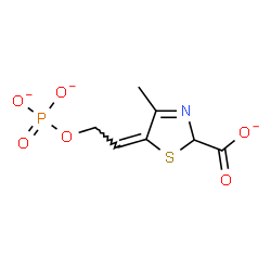 ChemSpider 2D Image | (5E)-4-Methyl-5-[2-(phosphonatooxy)ethylidene]-2,5-dihydro-1,3-thiazole-2-carboxylate | C7H7NO6PS