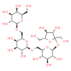 ChemSpider 2D Image | alpha-D-Gal-(1->6)-alpha-D-Gal-(1->6)-beta-D-Glc-(1<->2)-Fru | C24H42O21