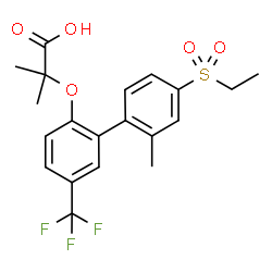 ChemSpider 2D Image | 2-{[4'-(Ethylsulfonyl)-2'-methyl-5-(trifluoromethyl)-2-biphenylyl]oxy}-2-methylpropanoic acid | C20H21F3O5S