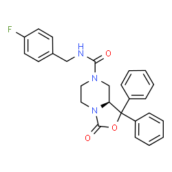 ChemSpider 2D Image | (8aS)-N-(4-Fluorobenzyl)-3-oxo-1,1-diphenyltetrahydro[1,3]oxazolo[3,4-a]pyrazine-7(1H)-carboxamide | C26H24FN3O3