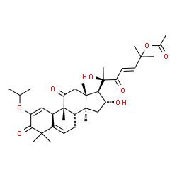 ChemSpider 2D Image | (4R,9beta,16alpha,23E)-16,20-Dihydroxy-2-isopropoxy-9,10,14-trimethyl-1,11,22-trioxo-4,9-cyclo-9,10-secocholesta-2,5,23-trien-25-yl acetate | C35H50O8