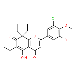 ChemSpider 2D Image | 2-(3-Chloro-4,5-dimethoxyphenyl)-6,8,8-triethyl-5-hydroxy-4H-chromene-4,7(8H)-dione | C23H25ClO6