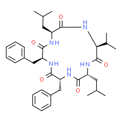 ChemSpider 2D Image | Cyclo(D-leucyl-D-phenylalanyl-L-phenylalanyl-L-leucyl-L-valyl) | C35H49N5O5