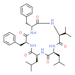 ChemSpider 2D Image | Cyclo(L-leucyl-L-leucyl-L-phenylalanyl-D-phenylalanyl-L-valyl) | C35H49N5O5